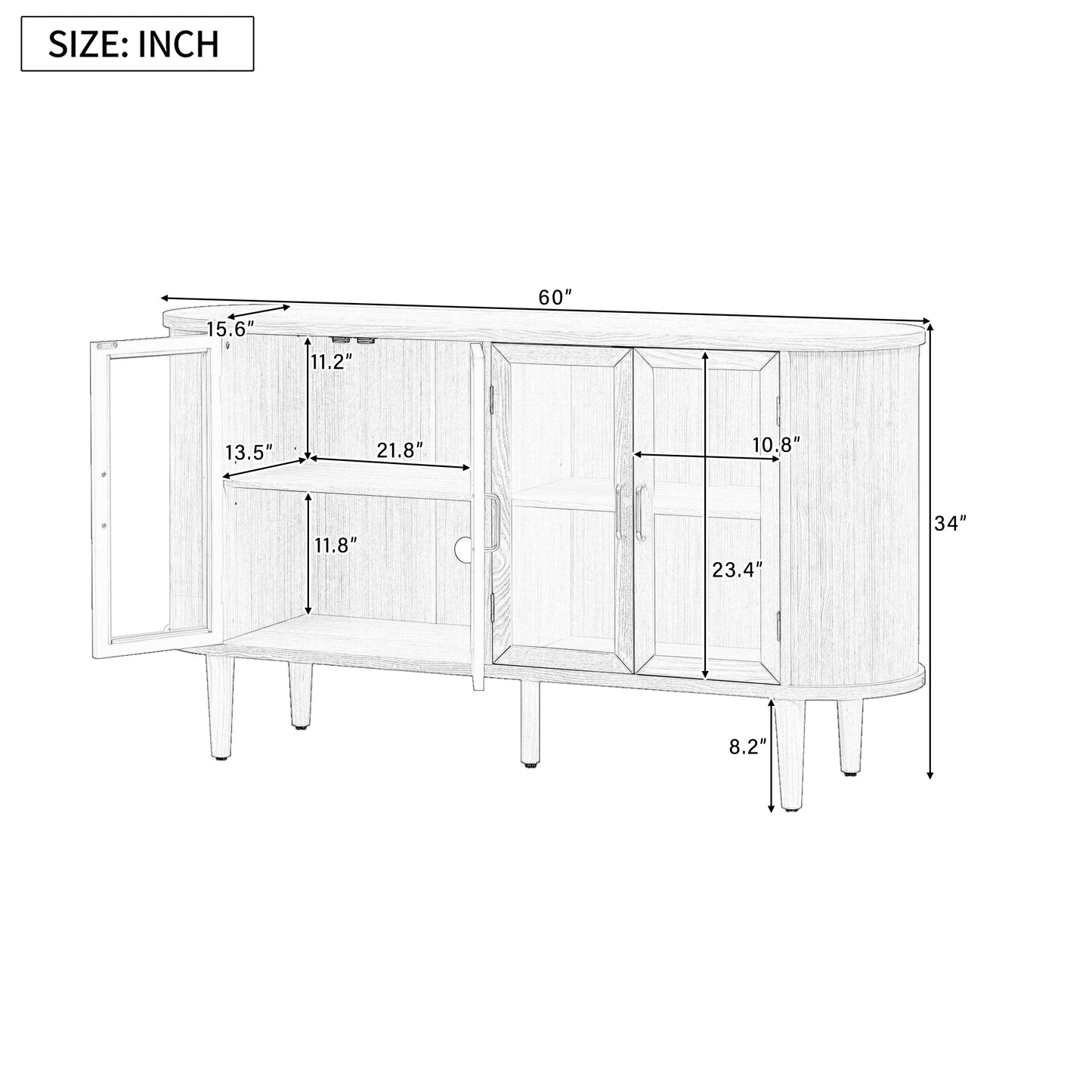 TREXM Farmhouse Sideboard Cabinet with Storage - Black - detail view 4