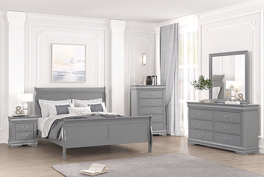 Fairhaven 4-Piece Queen Size Sleigh Bedroom Set - Gray