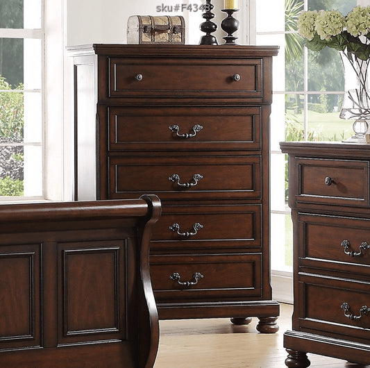 Forney Traditional 5-Drawer Chest - Brown Cherry