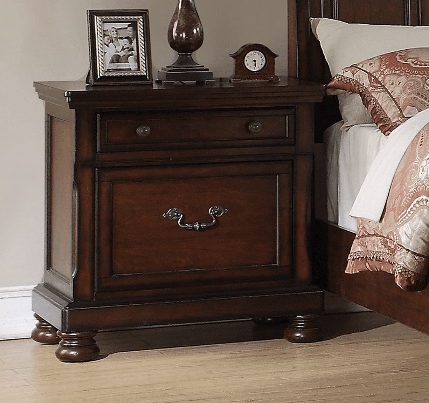 Forney Traditional King Storage Bed - Brown Cherry
