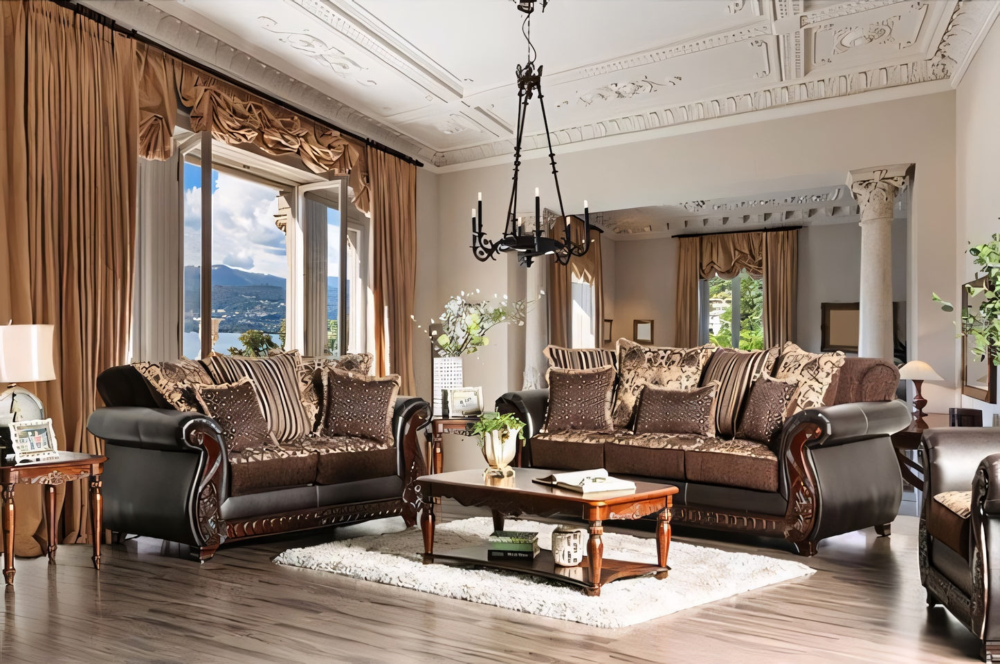 Franklin Traditional Victorian Print Sofa Set