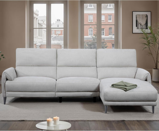 Brande Chenille Power Sectional; Right Chaise - Light Gray