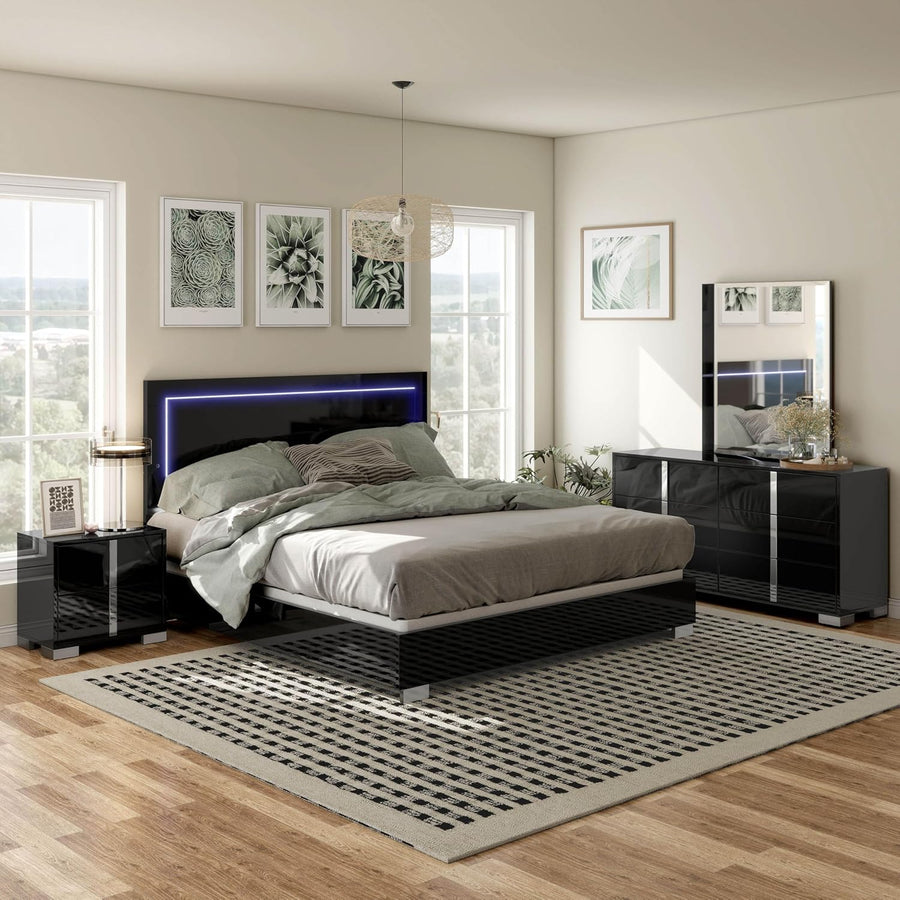 Sinistra 4-Piece King Bedroom Set - Piano Black