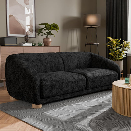 Kolvere Contemporary Chenille Sloped Arm Sofa with Wooden Feet