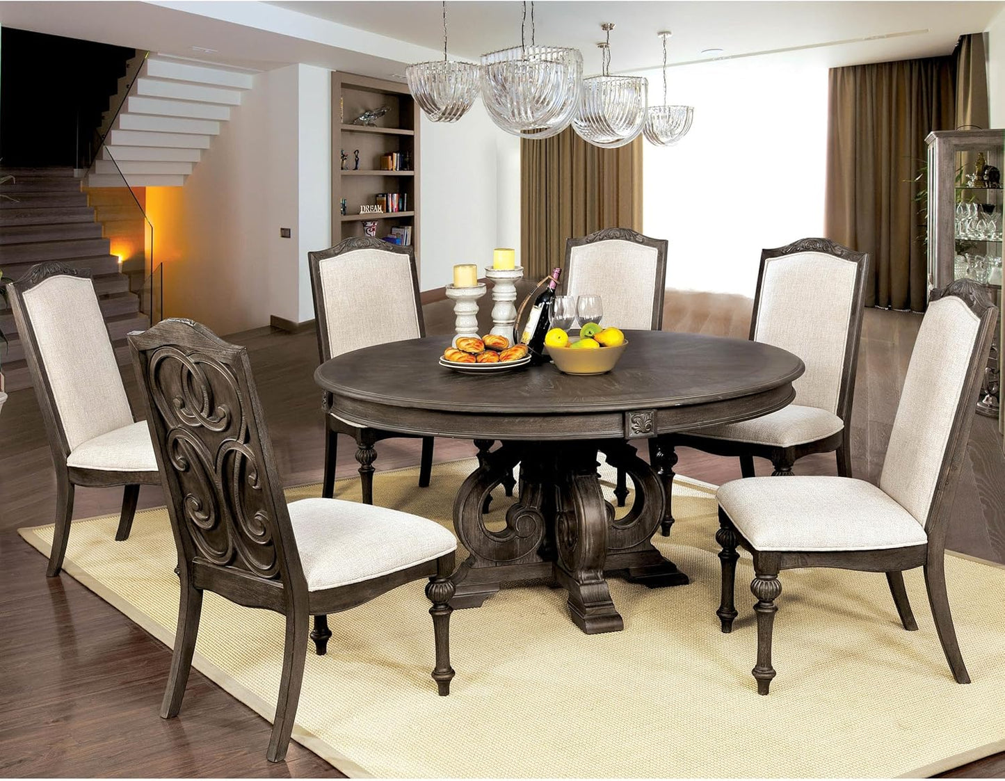 Arcadia Transitional 5-Piece Solid Wood Dining Set in Natural Tone