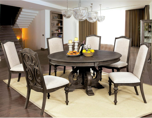 Arcadia Transitional 7-Piece Solid Wood Dining Set in Natural Tone
