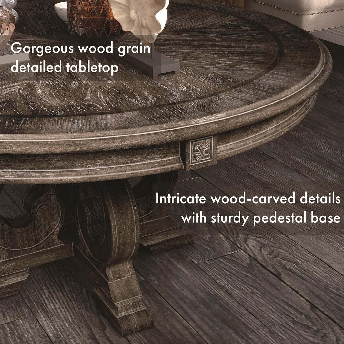 Arcadia Transitional 5-Piece Solid Wood Dining Set in Natural Tone