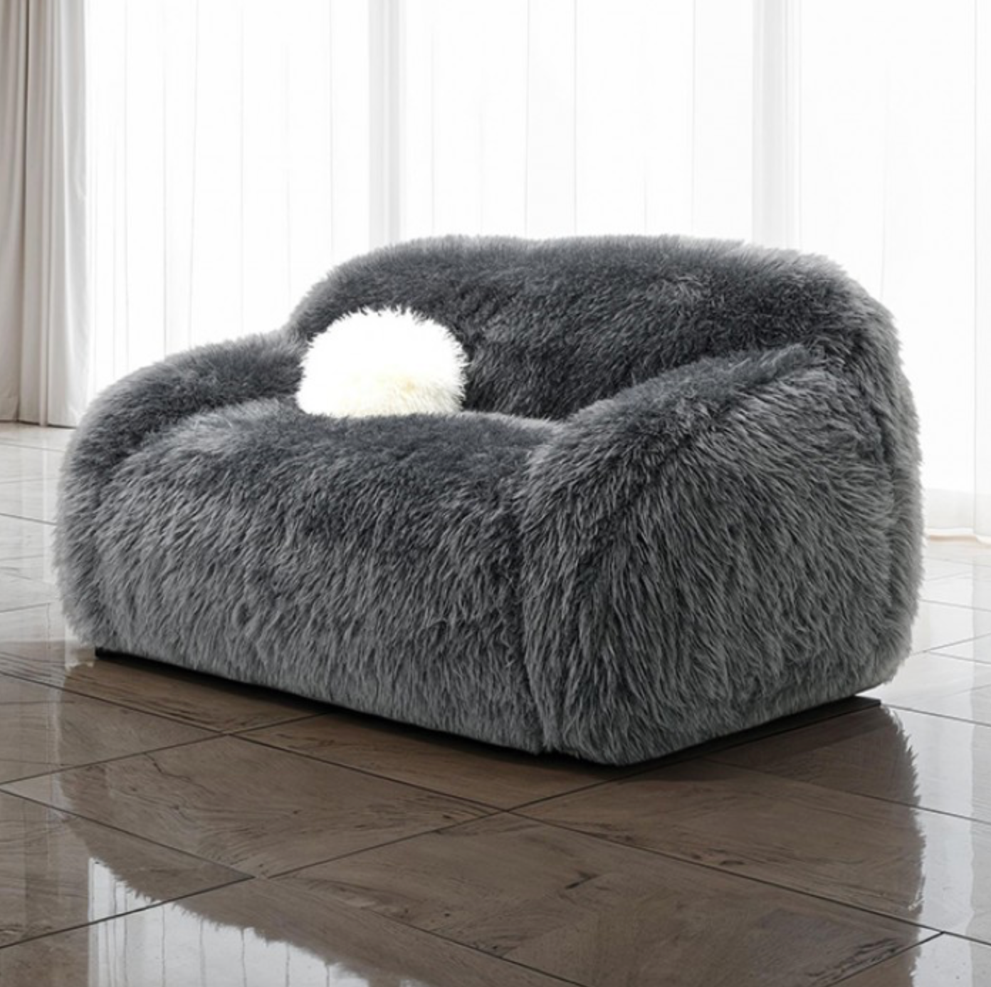 Darwen Contemporary Faux Fur Living Room Set (4 Colors)