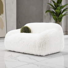 Darwen Contemporary Faux Fur Swivel Chair - White
