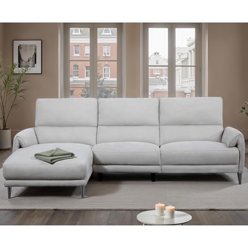 Brande Chenille Power Sectional; Left Chaise - Gray