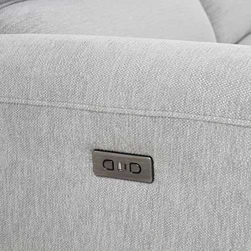 Brande Chenille Power Sectional; Right Chaise - Light Gray