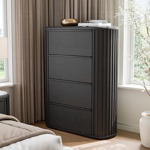 Hildesheim Modern Solid Wood 4-Drawer Chest - Black