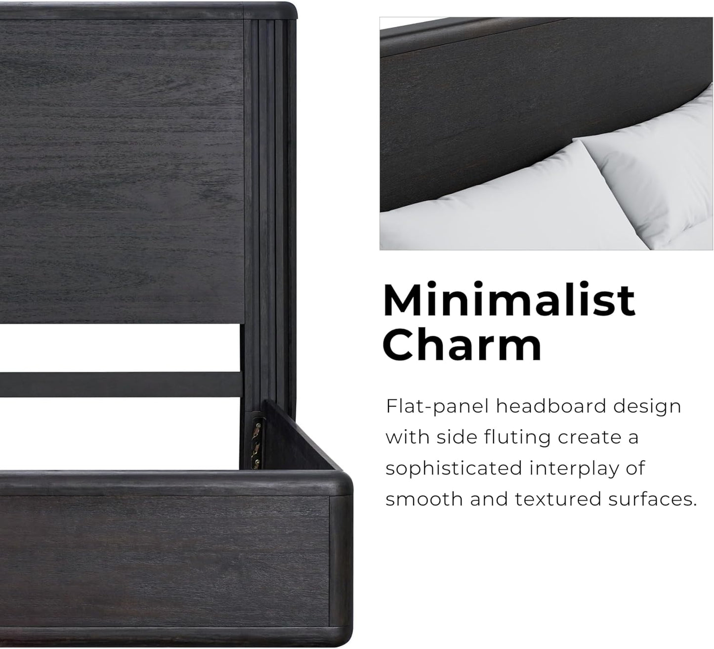 Hildesheim Modern Fluted King Panel Bed, Black