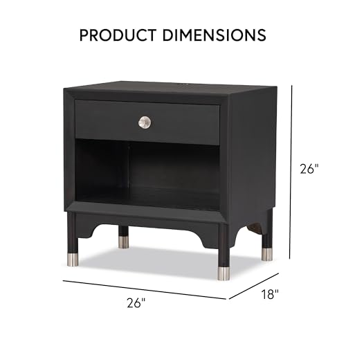 Torrance Mid-Century Modern King Storage Bed, Black