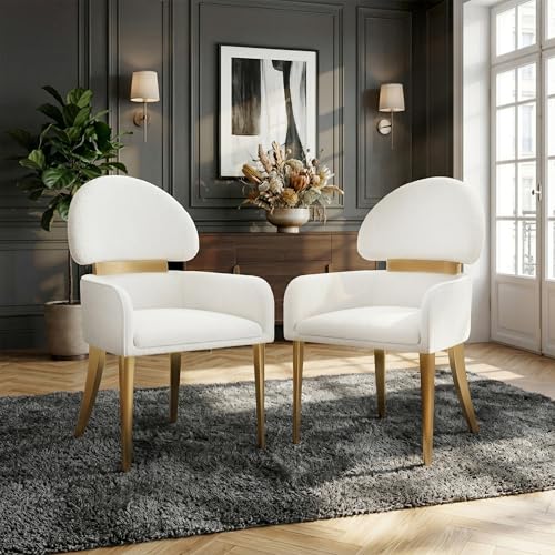 Northall White Dining Chairs - White & Matte Gold