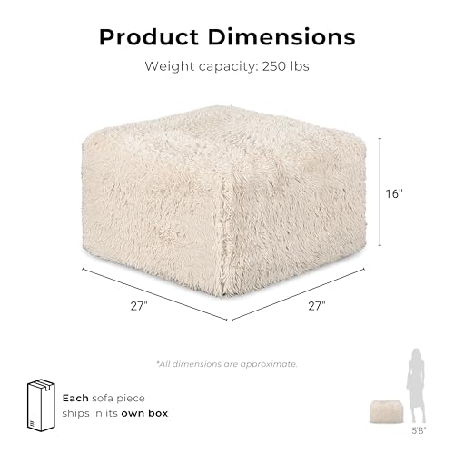 Nappi Modern Faux Fur Armless Sectional - Taupe
