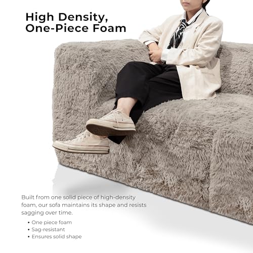 Nappi Modern Faux Fur Armless Sectional - Taupe