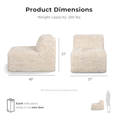 Nappi Modern Faux Fur Compressed Sectional - Olive Green