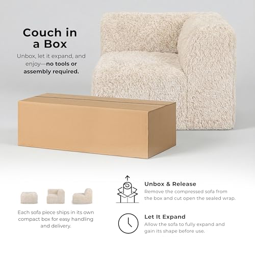 Nappi Modern Faux Fur Compressed Sectional - Olive Green