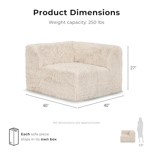 Nappi Modern Faux Fur Compressed Sectional - Olive Green