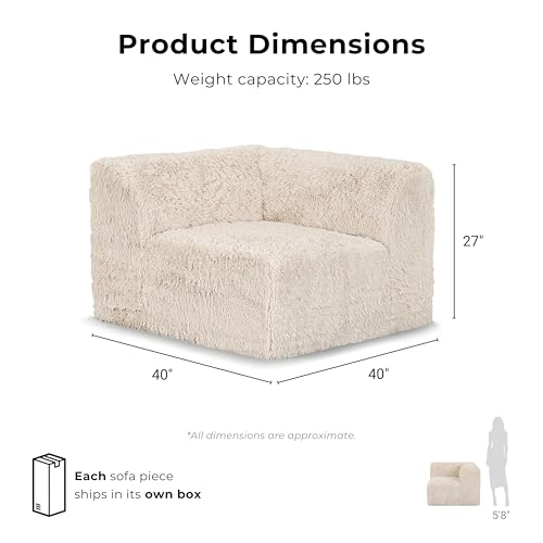 Nappi Modern Faux Fur Compressed Sofa - Sand - detail view 6