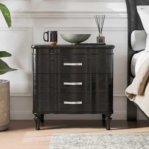 Melodi Parc Glam Nightstand w/ Turned Feet - Black