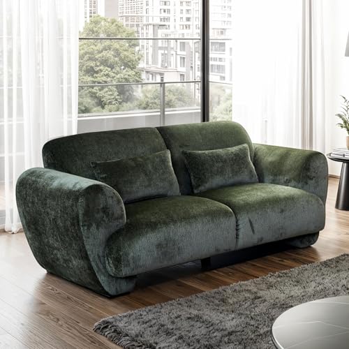 Trevisan Contemporary Olive Green Chenille Flared Arm Sofa