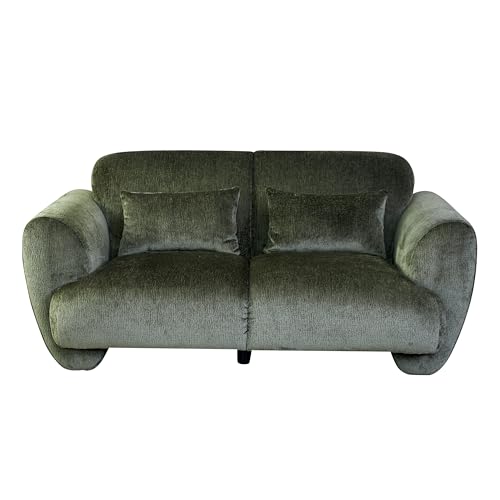 Trevisan Contemporary Olive Green Chenille Flared Arm Sofa