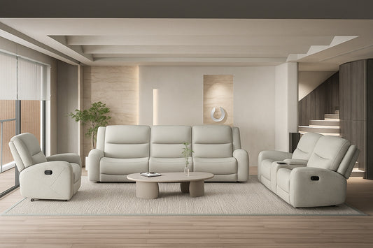 Giraldus Transitional Reclining Sofa & Loveseat Set – Beige