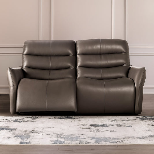 Granucci Transitional Powered Italian Leather Sofa - Gray