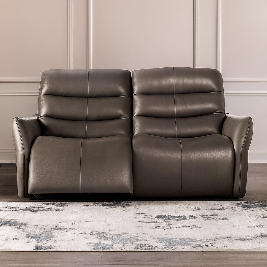 Granucci Transitional Powered Italian Leather Sofa - Gray