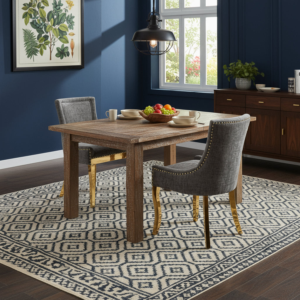 Liora Chenille Dining Chairs (Set of 2) – Gray & Gold