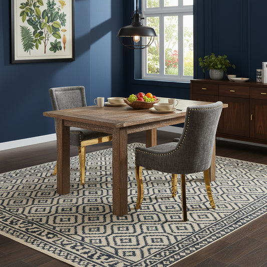 Liora Chenille Dining Chairs (Set of 2) – Gray & Gold