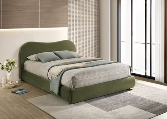 Grimsby Contemporary Queen Velvet Storage Platform Bed – Olive Green, Brown, or Gray