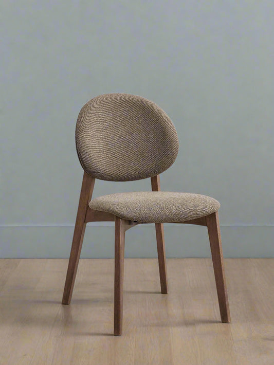 Hadasa Light Brown Linen & Walnut Finish Side Chair (Set of 2)