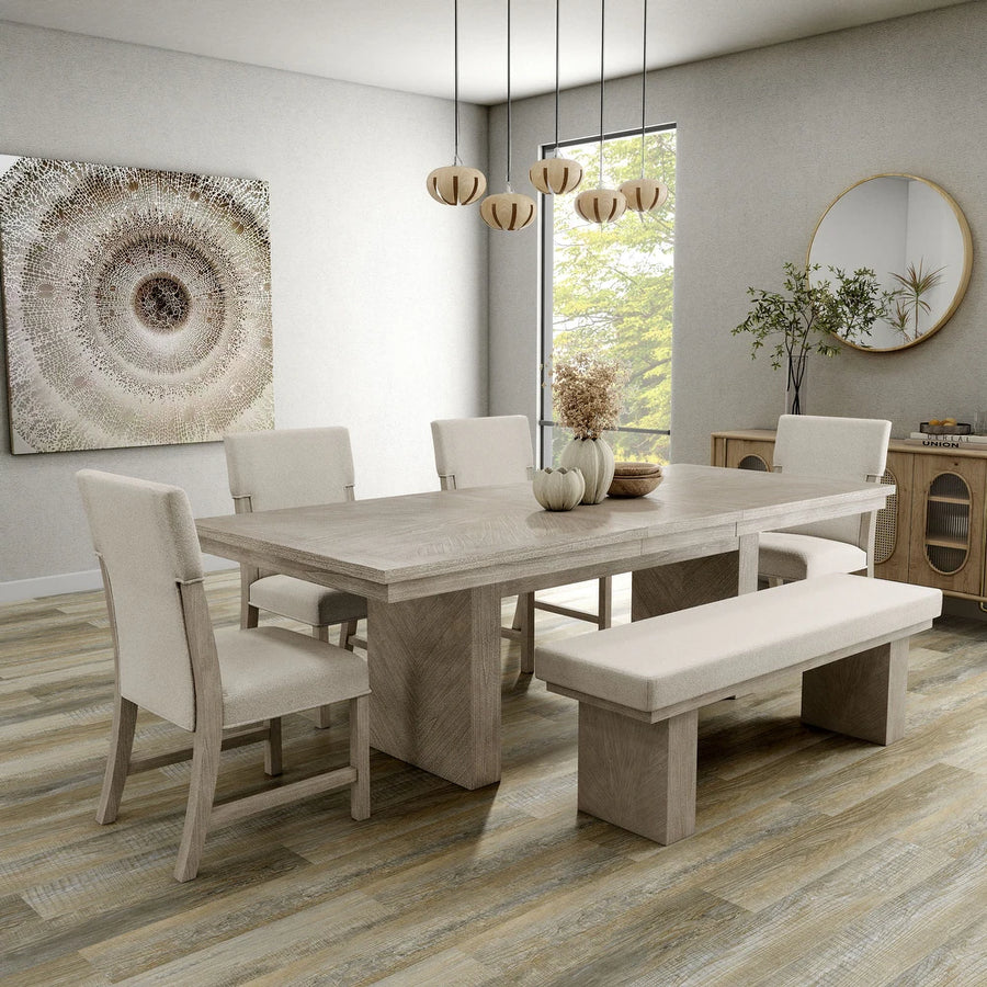 Hagerman 6PC Modern Farmhouse Dining Set with Plinth Base