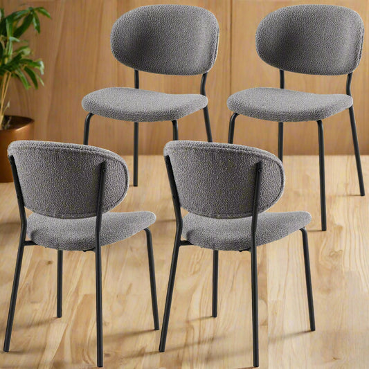 Harlow Modern Gray Bouclé Dining Chair – Set of 4