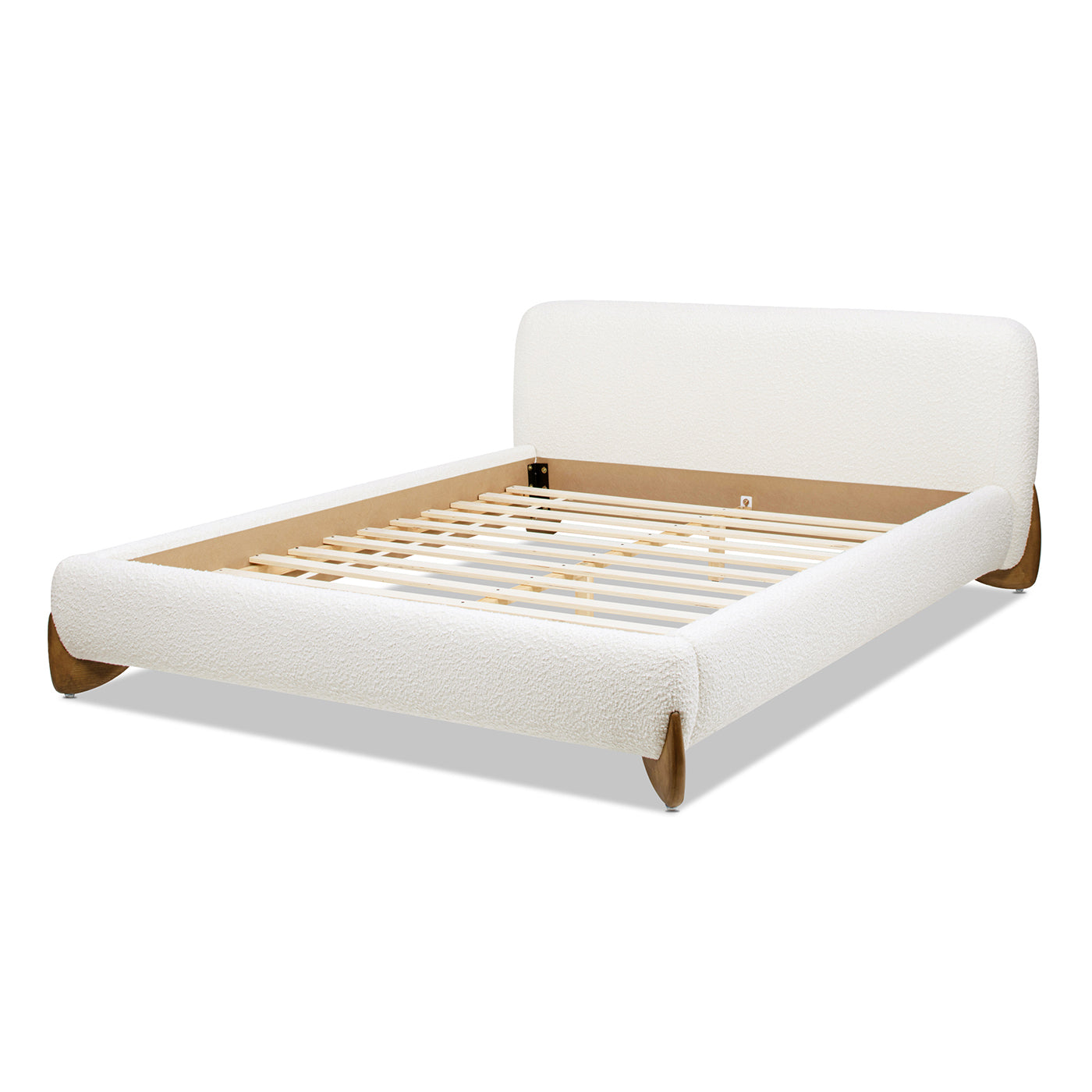 Haven Puffy Bouclé Queen Platform Bed - Ivory White