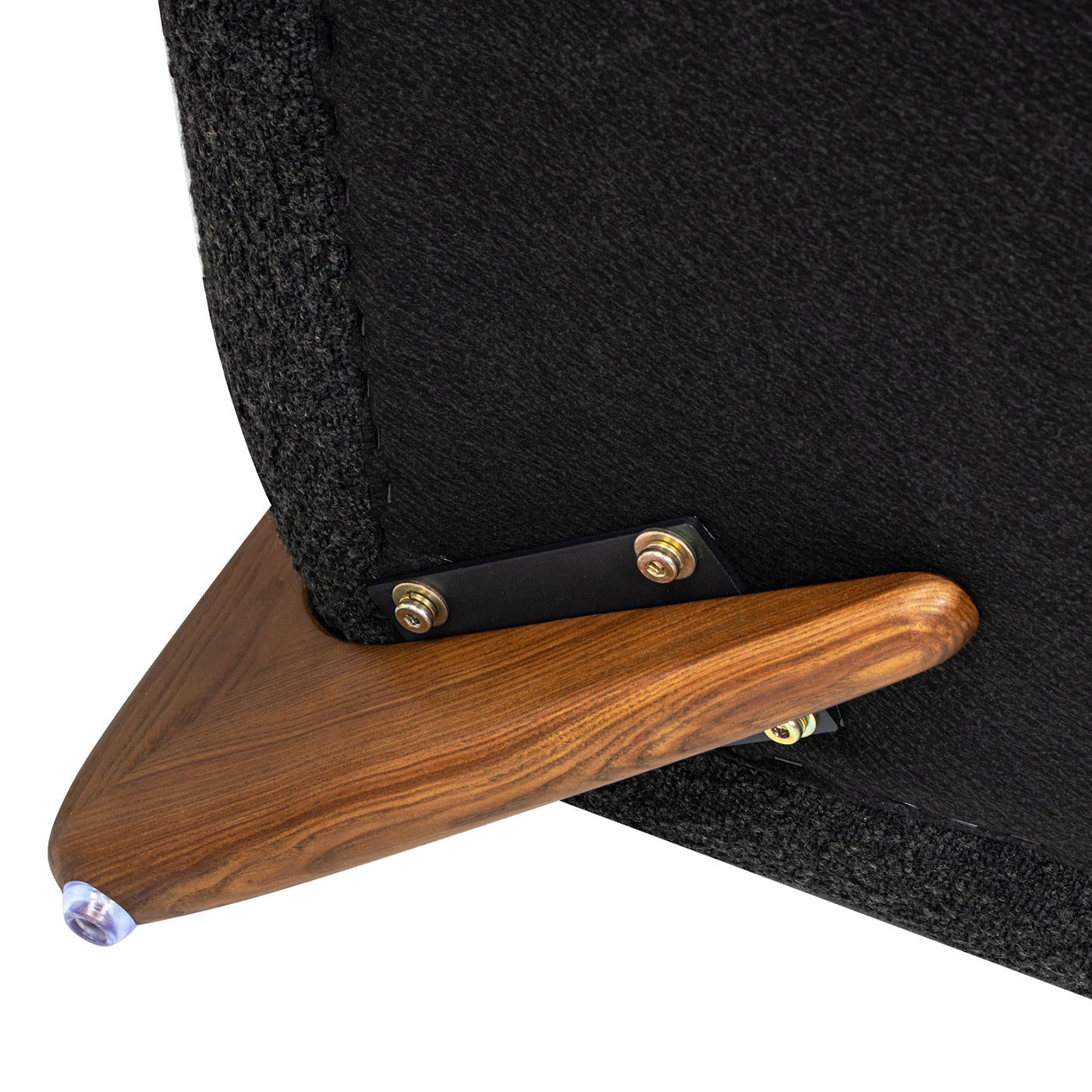 Haven Black Bouclé  Sofa with Walnut Feet -Black