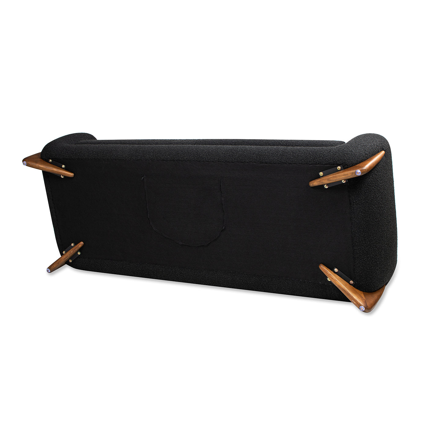 Haven Black Bouclé  Sofa with Walnut Feet -Black