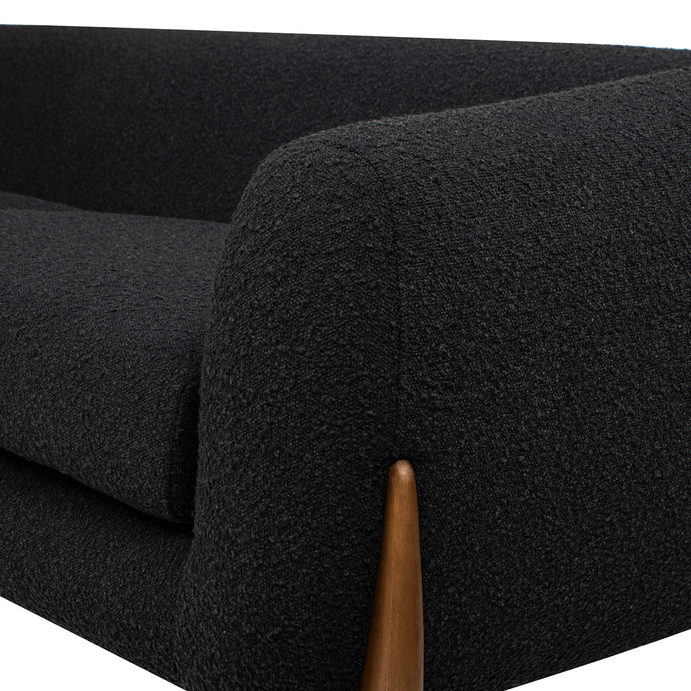 Haven Black Bouclé  Sofa with Walnut Feet -Black