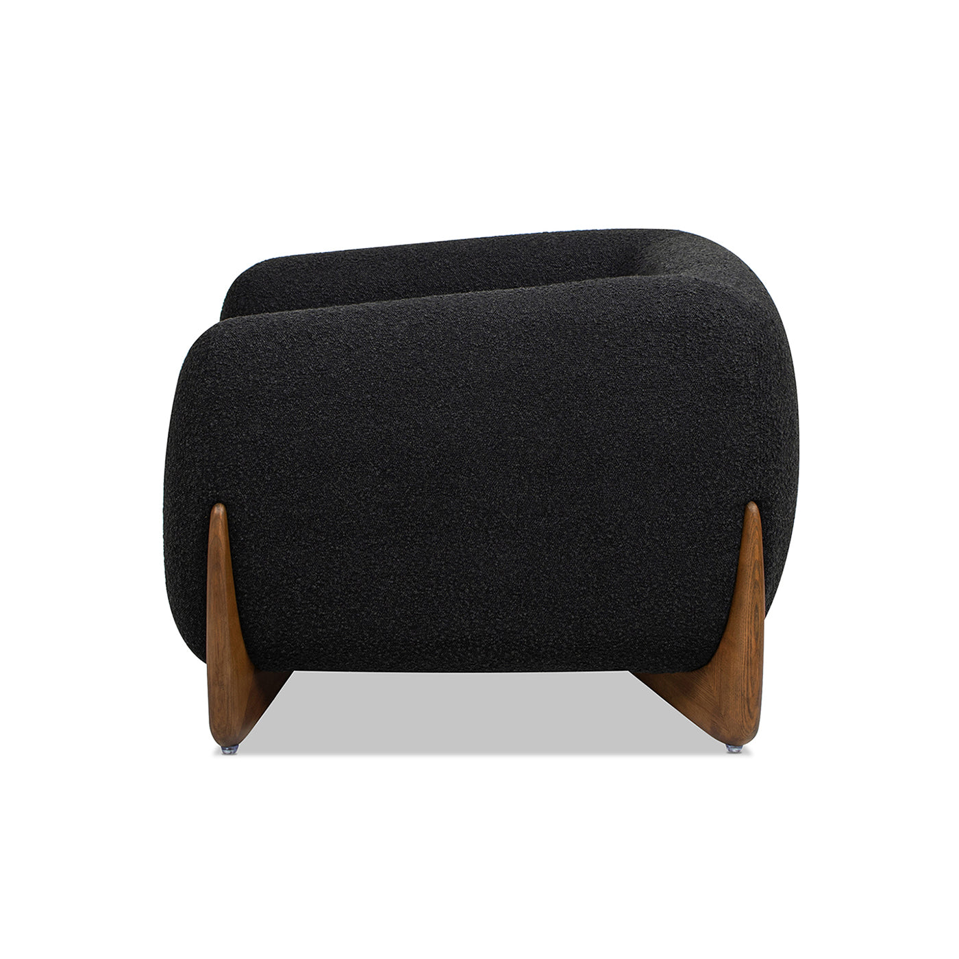 Haven Black Bouclé  Armchair with Walnut Feet -Black