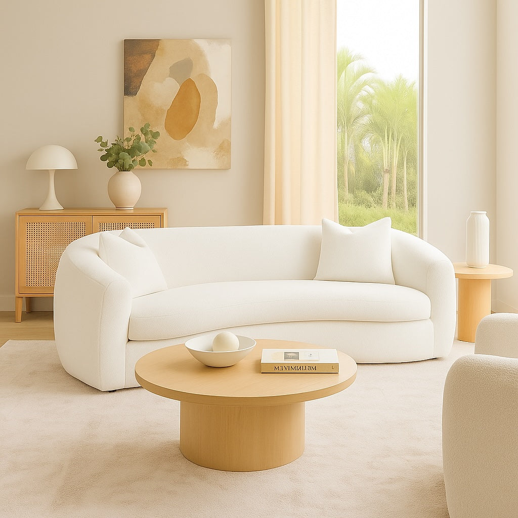 Isabella Contemporary Upholstered Sofa in Neutral Boucle