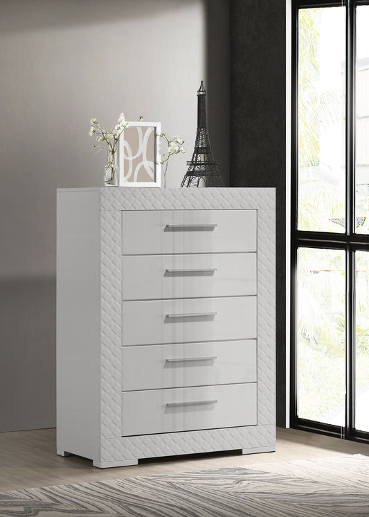 Ives 5-Drawer Chest in White High Gloss