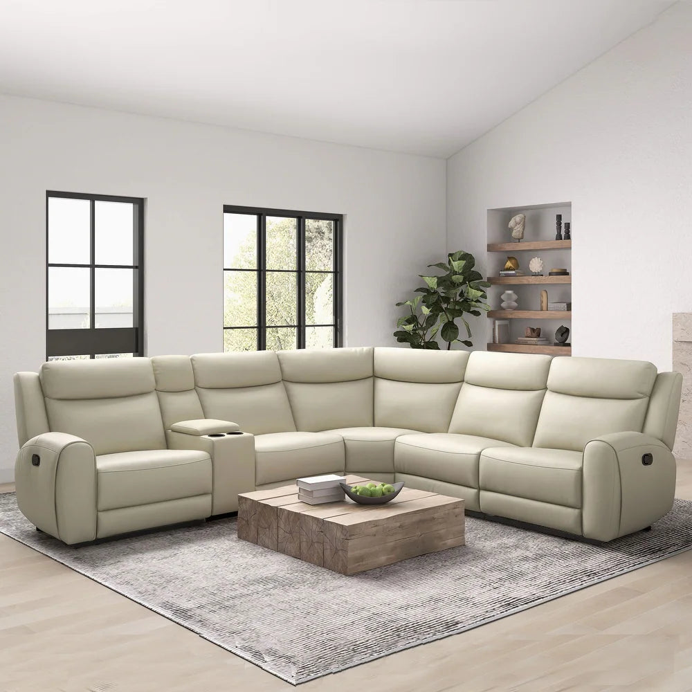Jacobus Transitional Genuine Leather Wide Seat Reclining Sectional