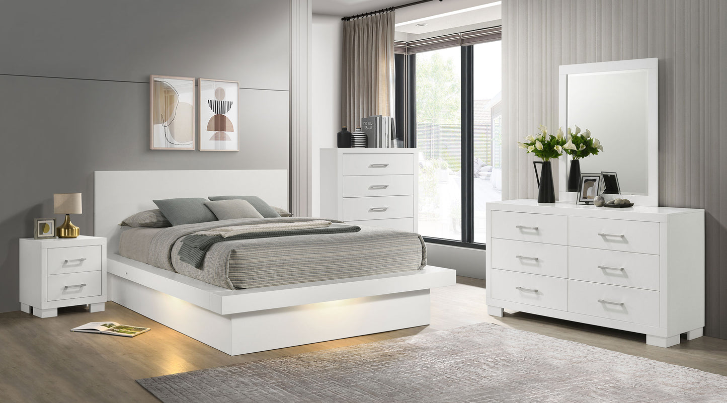 Jessica Queen Platform Bed With Rail Seating White