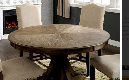 Julia 5 Piece Transitional Style Round Dining Set in Light Oak