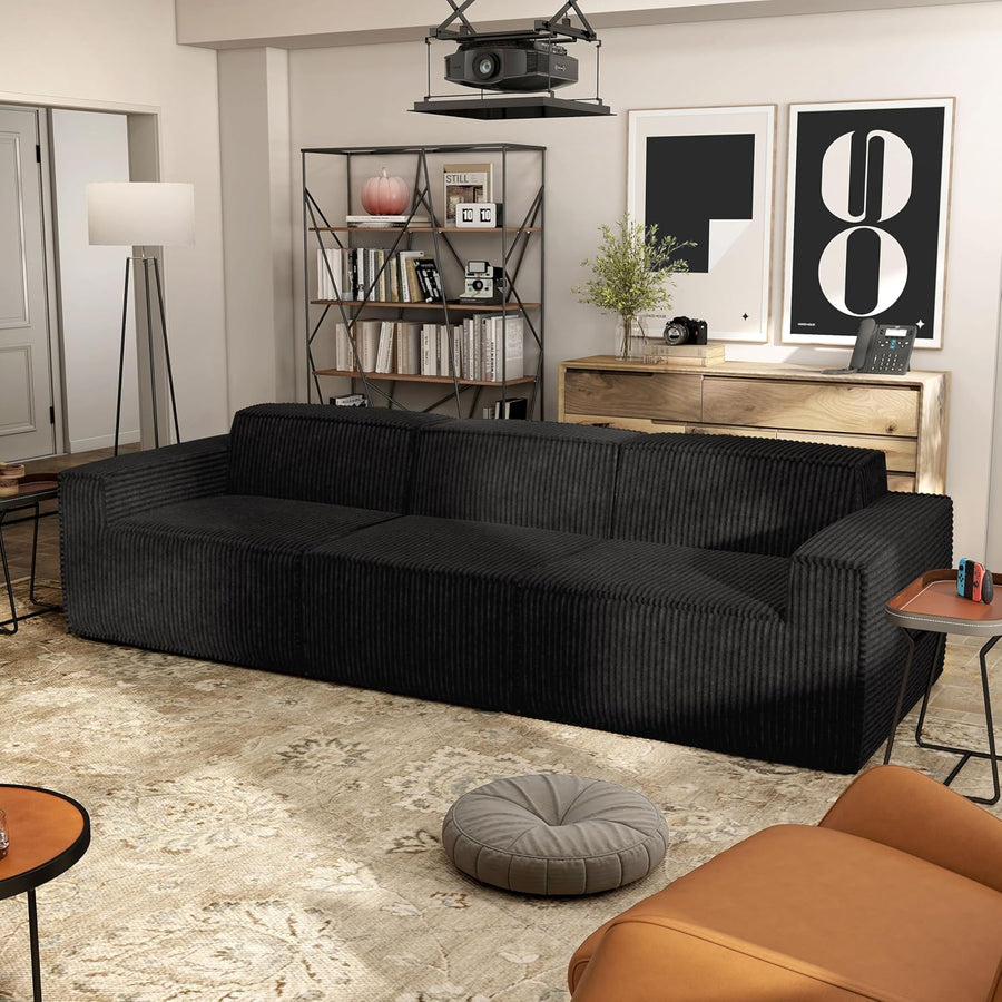 Kimara Modern Chenille Compressed Foam Sofa – Black