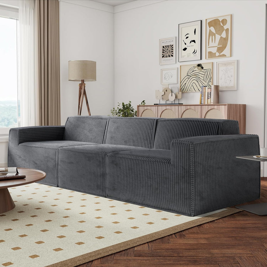 Kimara Modern Chenille Compressed Foam Sofa – Gray