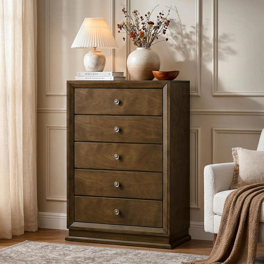 Kirkham Transitional Wooden Bedroom Chest, Walnut